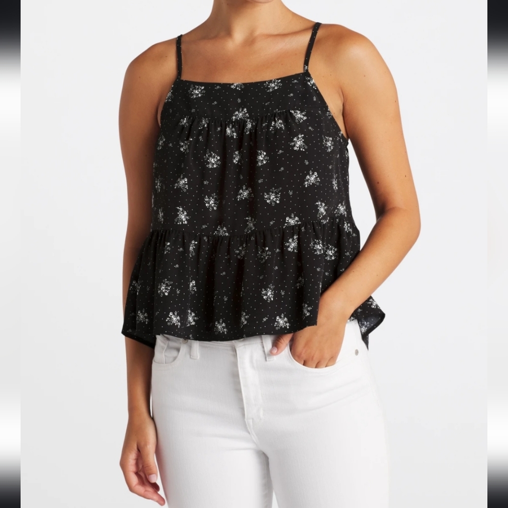 Black & White Peasant Style Cami